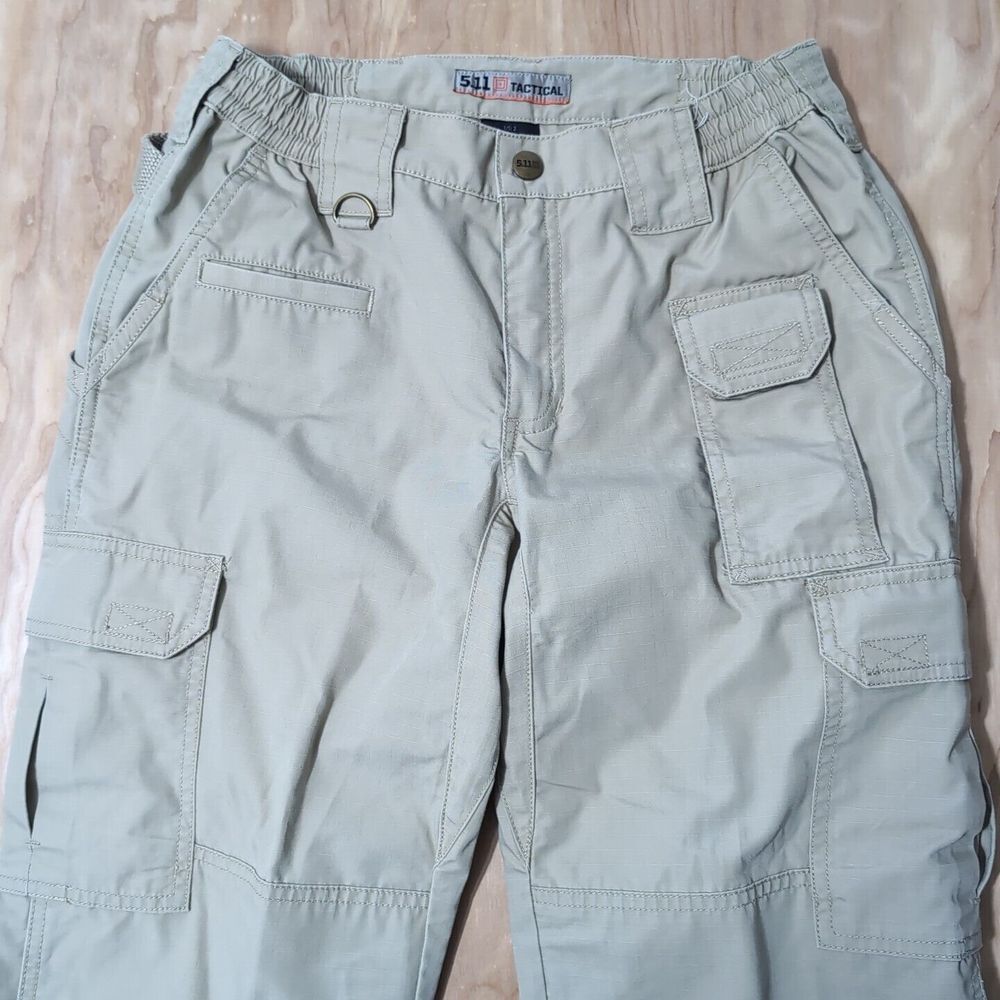 5.11 TACTICAL CARGO PANTS STYLE 64360 TAC-143 Sz 2 26x30 BEIGE Rip Stop Elastic